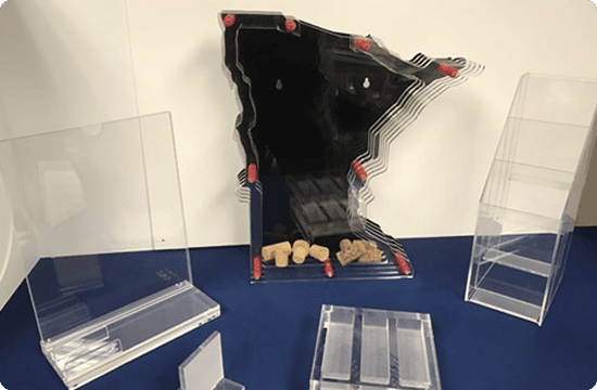 Custom-fabricated acrylic display products